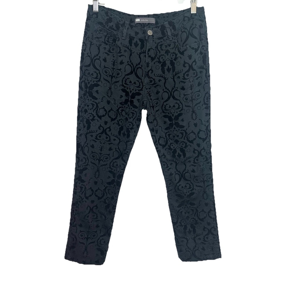 Levi's Women 10 Black Velvet‎ Burnout Patterned Mid Rise Skinny Whimsigoth Jeans